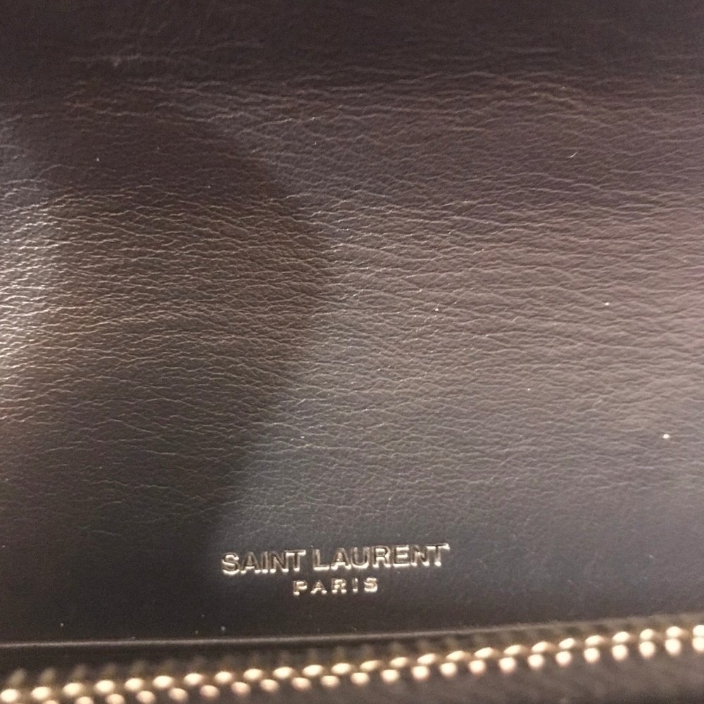 SOLD YSL Kate Wallet on Chain Croc-Embossed Navy - Picture 6 of 8